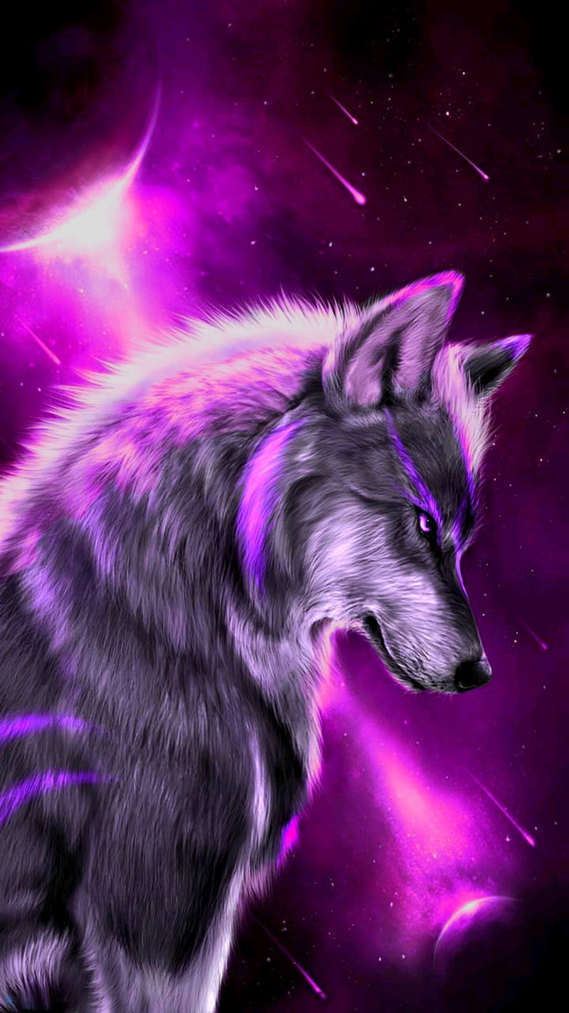 Wolfve, galaxy, purple color, space, wolf, HD phone wallpaper | Peakpx