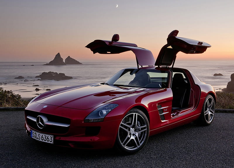gårdsplads klar Knogle Mercedes Benz SLS AMG, merc, sportscar, red, HD wallpaper | Peakpx