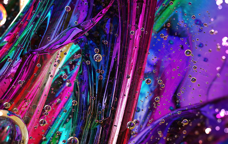 Rainbow Bubbles, abstract, digital-art, bubbles, HD wallpaper