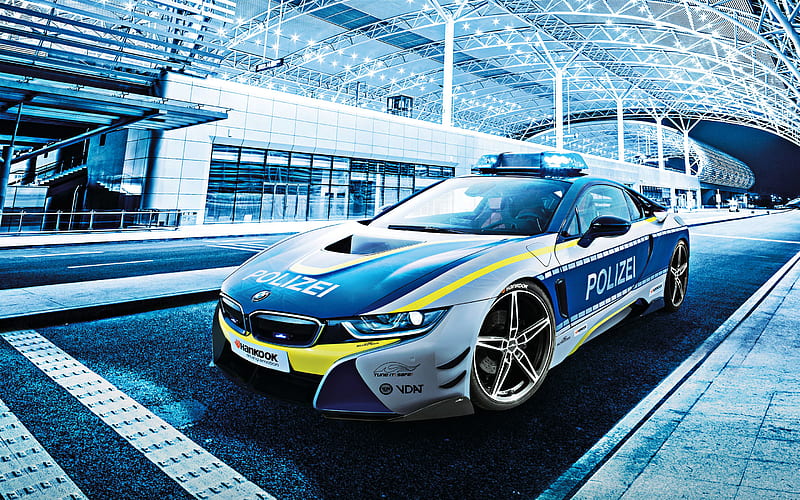 BMW i8 Police Concept, road, 2018 cars, electric cars, police i8, german cars, BMW, HD wallpaper