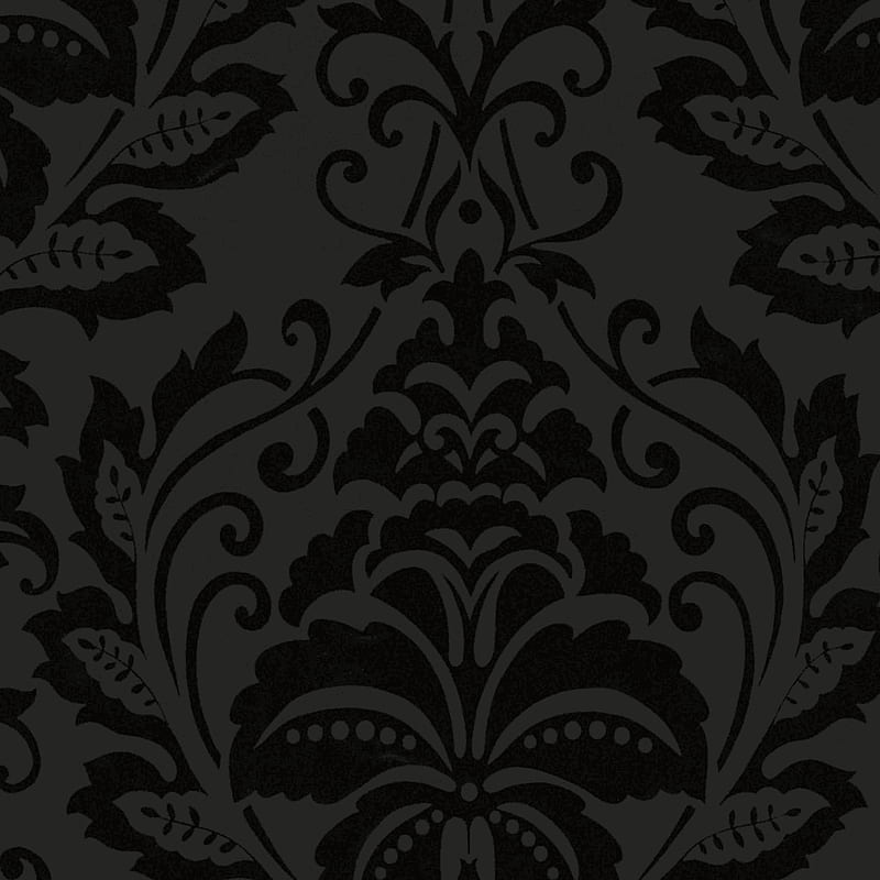 AS Creation Flock Floral Damask Pattern Metallic Embossed Motif 255426 - Black. I Want, HD phone wallpaper