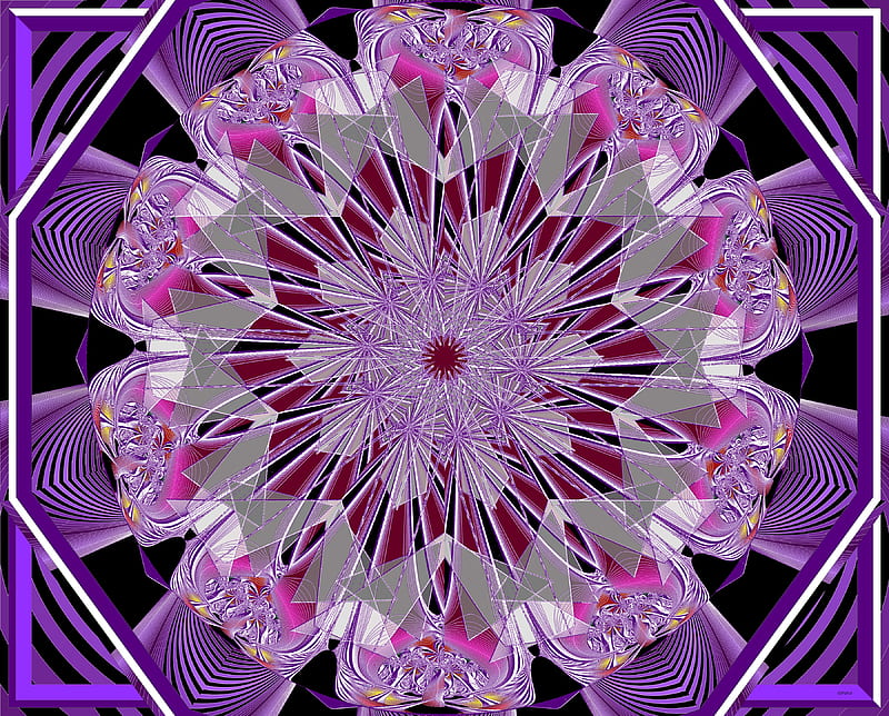 Glassy mandala, pretty, mandala, purple, texture, fractal, glassy, abstract, pink, HD wallpaper