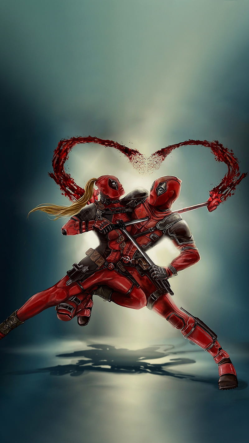 Deadpool, drawings, female, hero, male, marvel, HD phone wallpaper