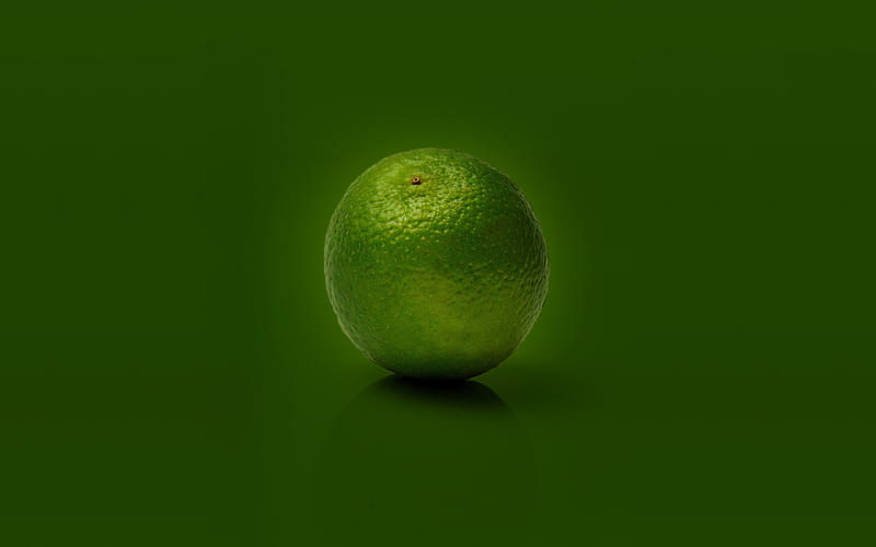 lime green lemon, fruits, green background, minimal, lemon, HD wallpaper