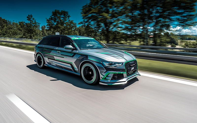 Audi RS6-E Avant Concept road, 2018 cars, ABT, tuning, motion blur, Audi, HD wallpaper
