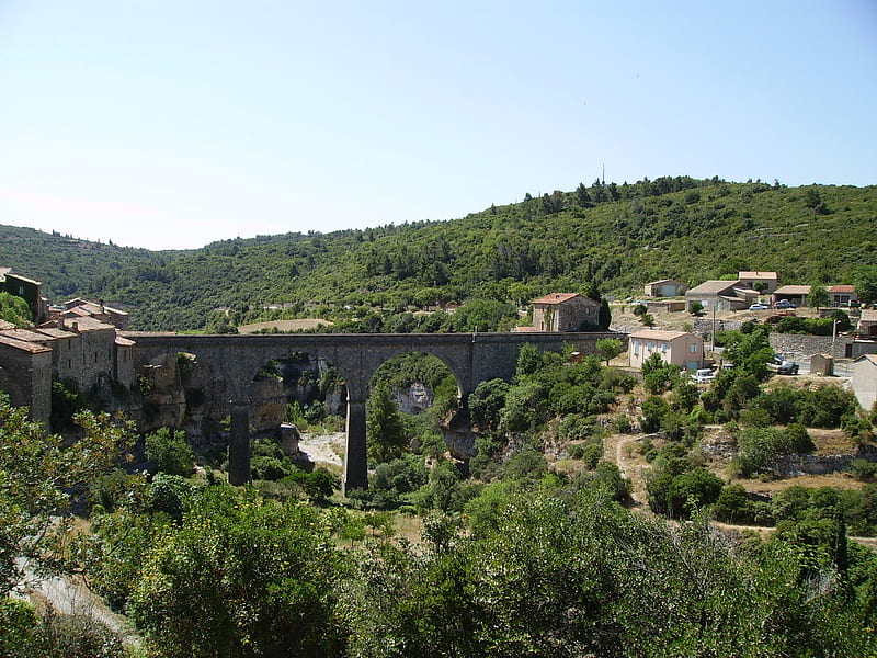 village, pont, nature, bridge, sud, HD wallpaper