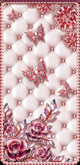 Butterfly Pearl, bonito, floral, flower, girly, pearls, pink, pretty, HD phone wallpaper
