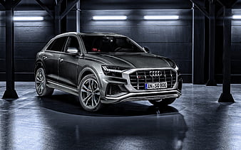 Audi SQ8, 2020, exterior, front view, luxury SUV, new gray SQ8, german cars, Audi, HD wallpaper