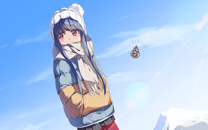 Yuru Camp, Shima Rin, winter, manga, art, HD wallpaper