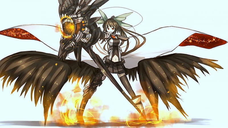Dont get on my way, fate, staff, wings, skills, battle, girl, anime, fight, devil, attack, HD wallpaper