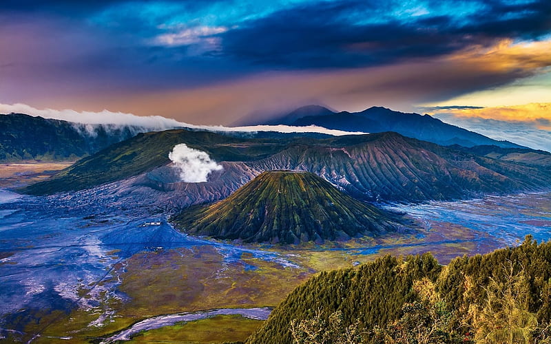 Jawa Island, volcanoes, mountains, Bromo, Indonesia, HD wallpaper