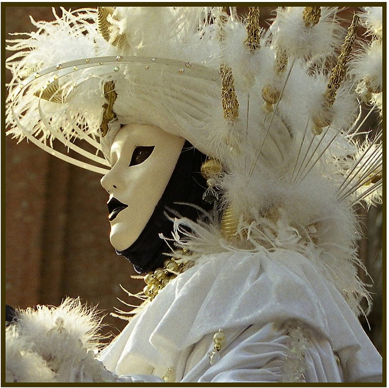Carnival In Venise, Italy #4 (Mask #2), costumes, venise, roses, carnival, fans, masks, masques, flowers, fashion, italy, HD wallpaper