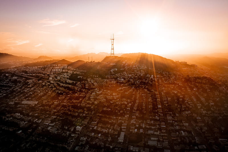 San Francisco Skyline Drone View, san-franciso, world, city, skyline, drone-view, HD wallpaper