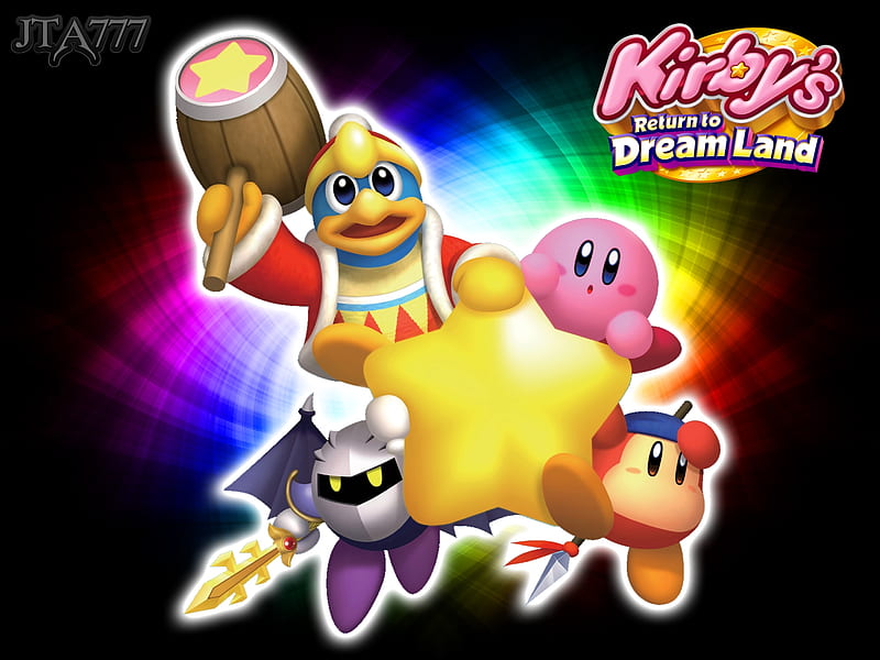 Kirby's Return To DreamLand, warp star, waddle de, video games, rainbow, king dedede, meta knight, kirby, kirbys return to dreamland, HD wallpaper