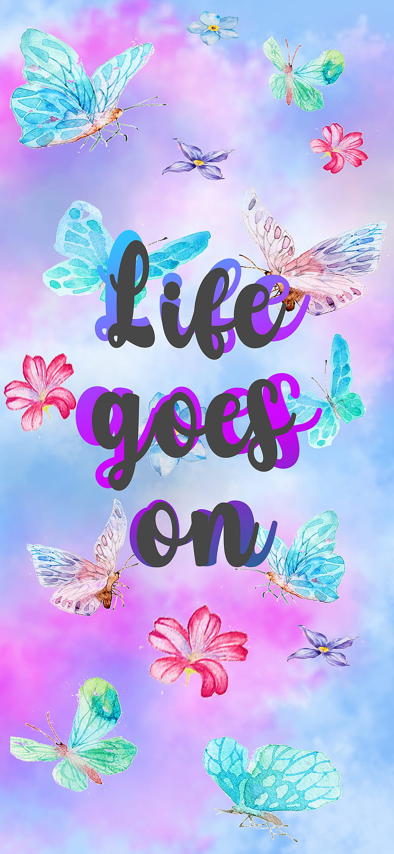 Live goes on, bts, butterfly, color, flowers, flower, iphone, mariposa, melesao, samsung, HD phone wallpaper