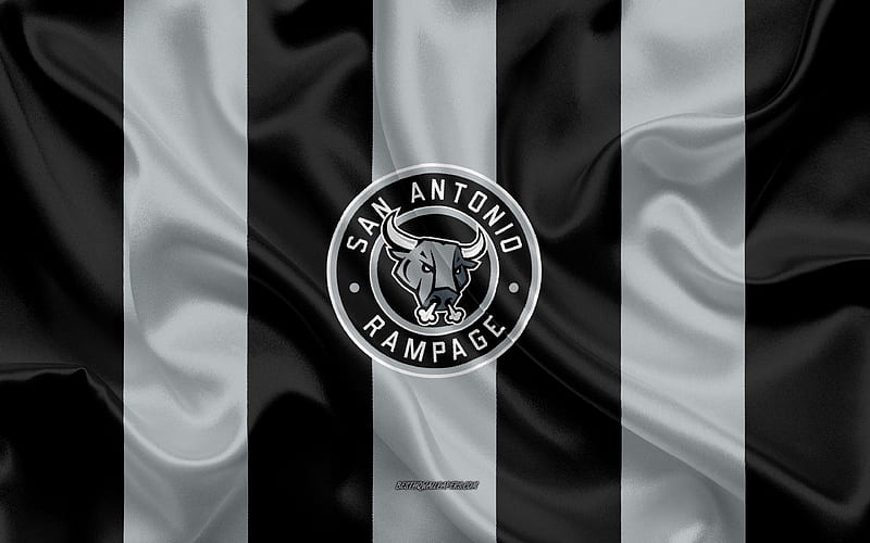 San Antonio Rampage, American Hockey Club, emblem, silk flag, gray-black silk texture, AHL, San Antonio Rampage logo, San Antonio, Texas, USA, hockey, American Hockey League, HD wallpaper