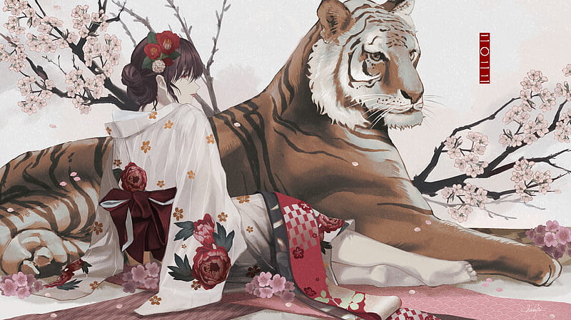 Anime Girl Kimono Tiger Year of the Tiger HD wallpaper Peakpx