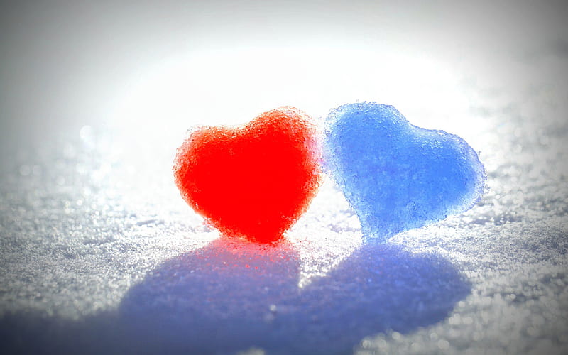 Snow Hearts, valentine-day, celebrations, heart, love, snow, HD wallpaper