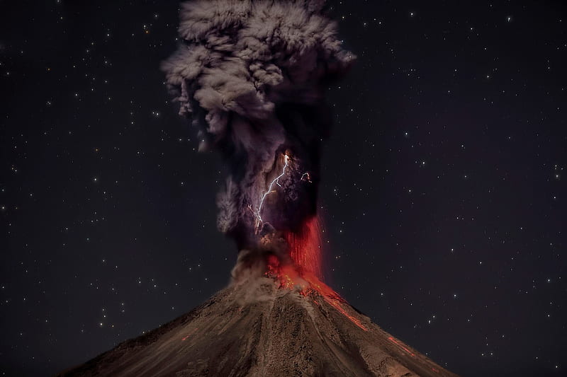 Lava, eruption, lightning, mount, mountain, smoke, volcano, HD ...