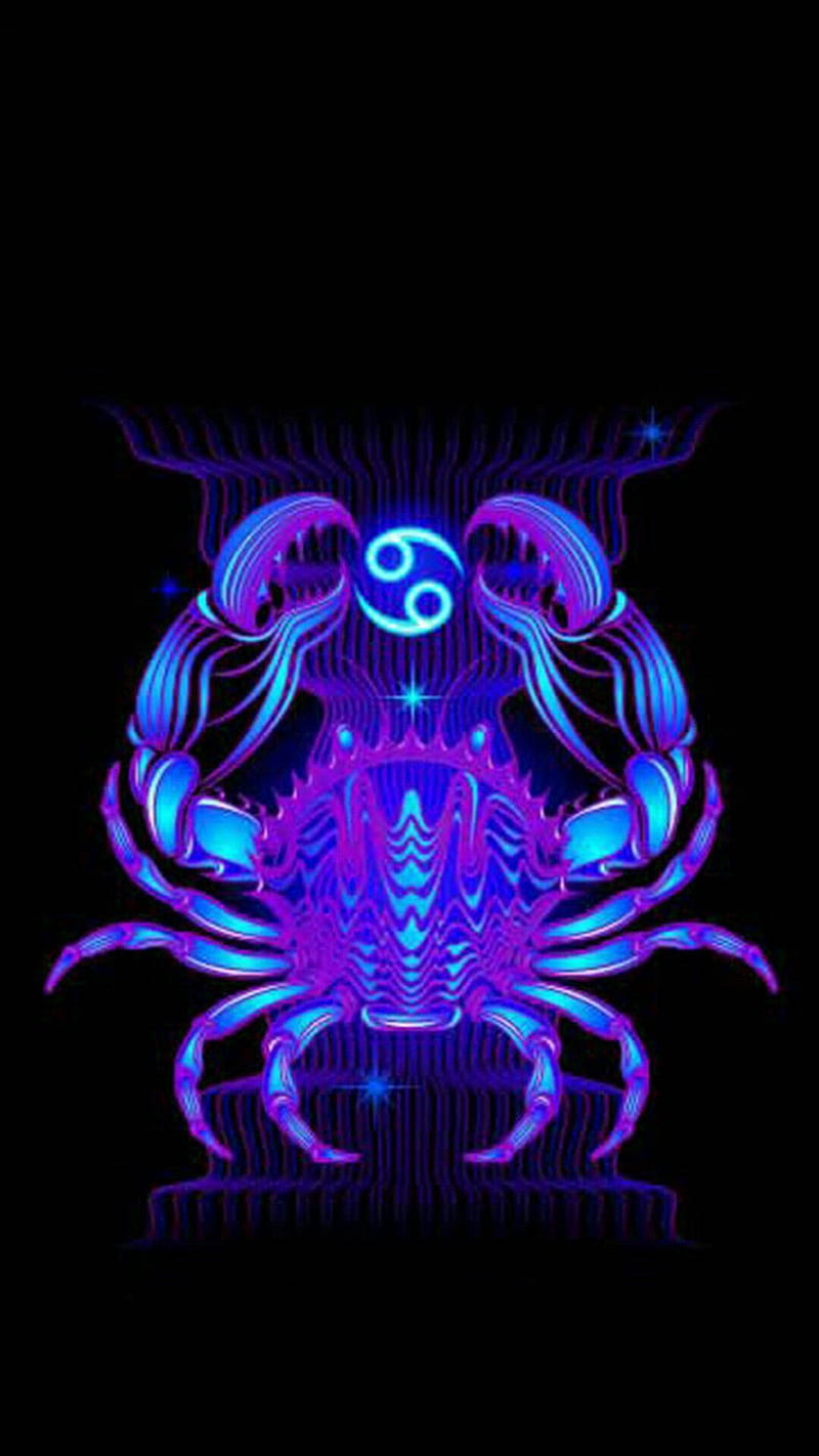 Cancer Zodiac Blue Violet Crab, HD phone wallpaper
