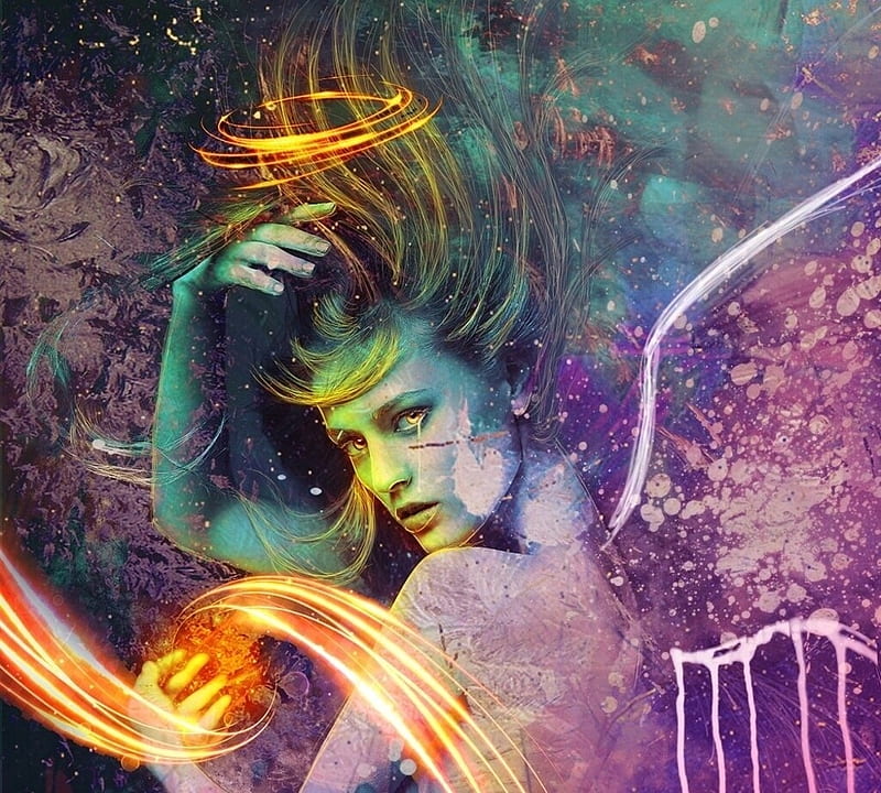 Motion of change by Aelise Davis, wings, fantasy, luminos, girl, angel ...