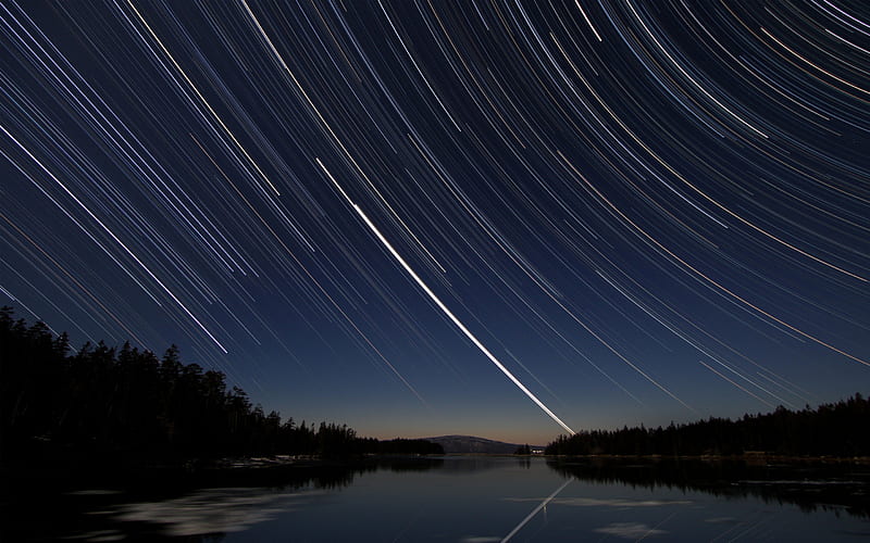 Stars over Acadia, stars, acadia, time lapse, sky, HD wallpaper