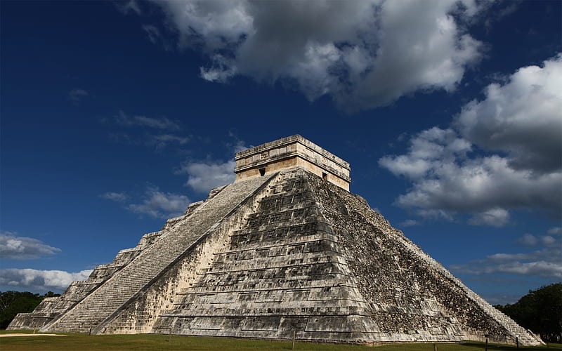 The Kukulkan Pyramid in Chichen Itza, architecture, mexico, mayan, ancient, pyramid, HD wallpaper