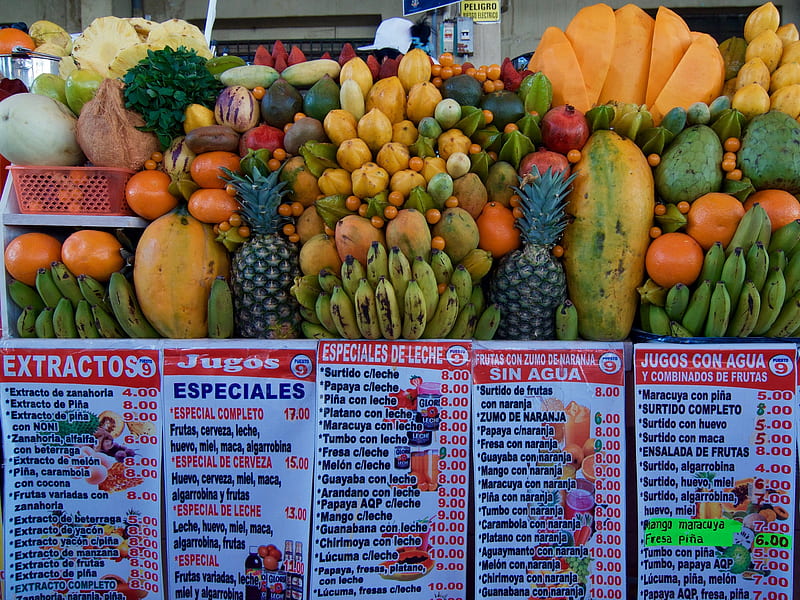 Fruit in Arequipa, Peru, Fruit, Juice, Market, Arequipa, Vegetable, Peru, Food, HD wallpaper