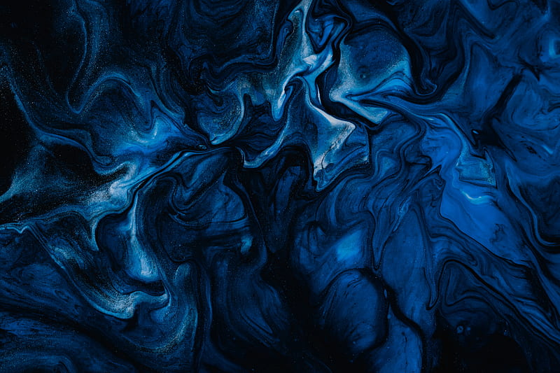 paint, stains, liquid, blue, abstraction, HD wallpaper