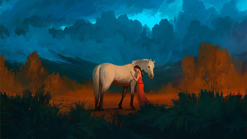 My Horse Friend , horse, artist, artwork, digital-art, artstation, HD wallpaper