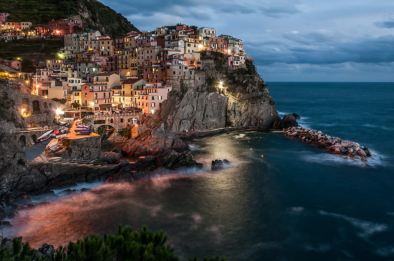 Towns, Manarola, Cinque Terre, Italy, Sea, HD wallpaper