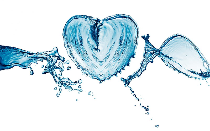 heart of water, water concepts, water, spray, heart, HD wallpaper