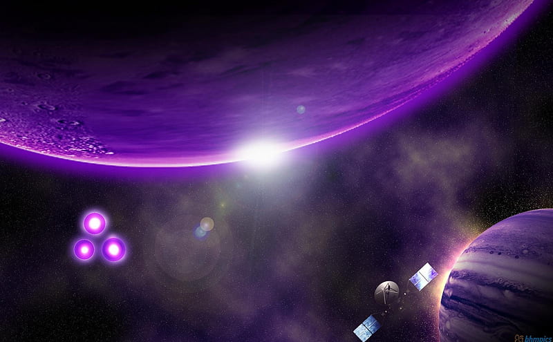 Purple Planets in Space, stars, planets, purple, nebula, space, cosmos, galaxies, sky, HD wallpaper