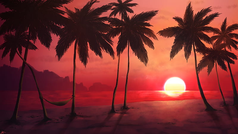 Warm Sunset , artist, artwork, digital-art, HD wallpaper