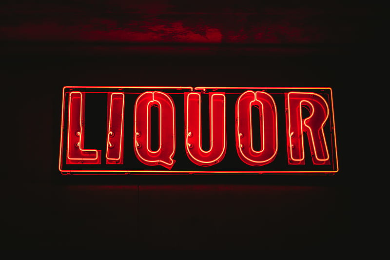 red liquor neon signage, HD wallpaper