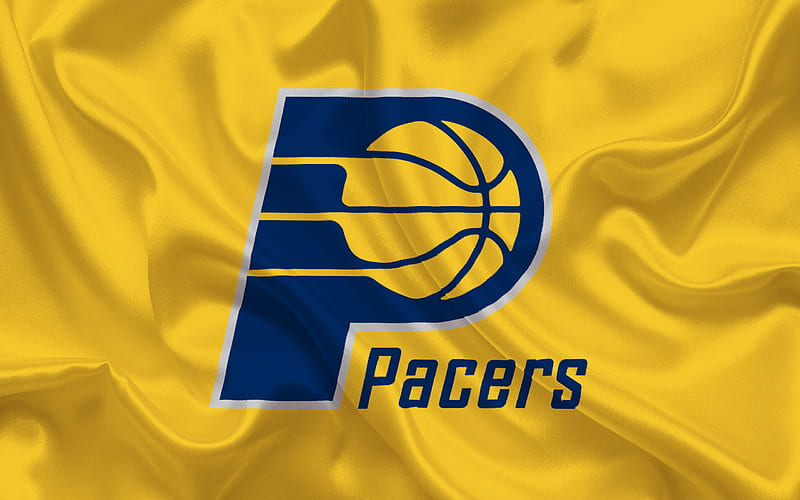Indiana Pacers, Basketball club, NBA, USA, basketball, Indiana Pacers emblem, logo, yellow silk, HD wallpaper