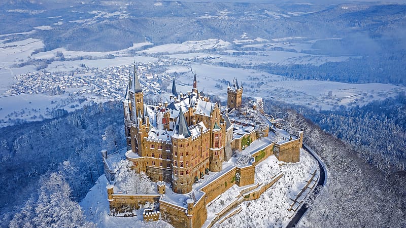 Hohenzollern Castle Winter Germany Bing, HD wallpaper