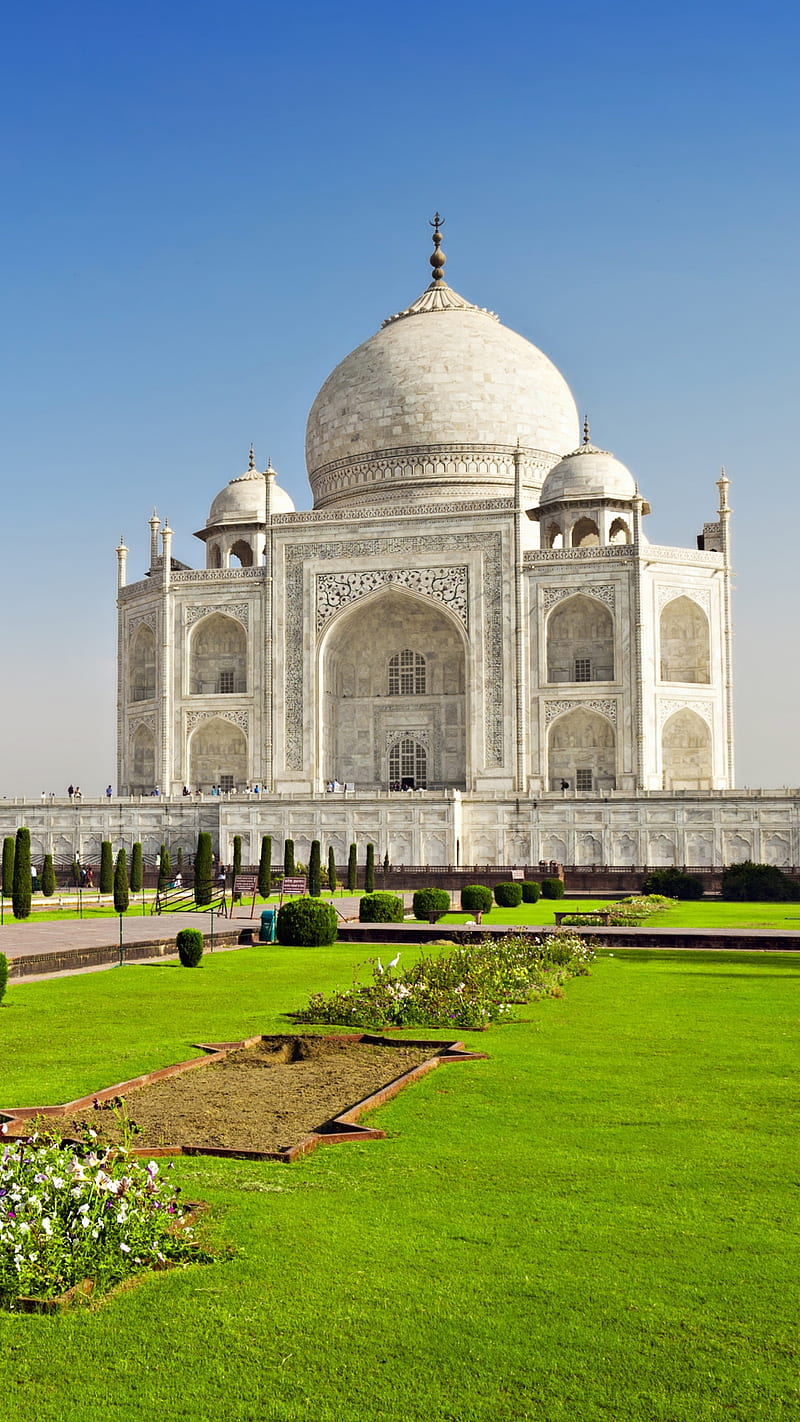 Taj Mahal , taj mahal, india, monument, dome, park, HD phone wallpaper