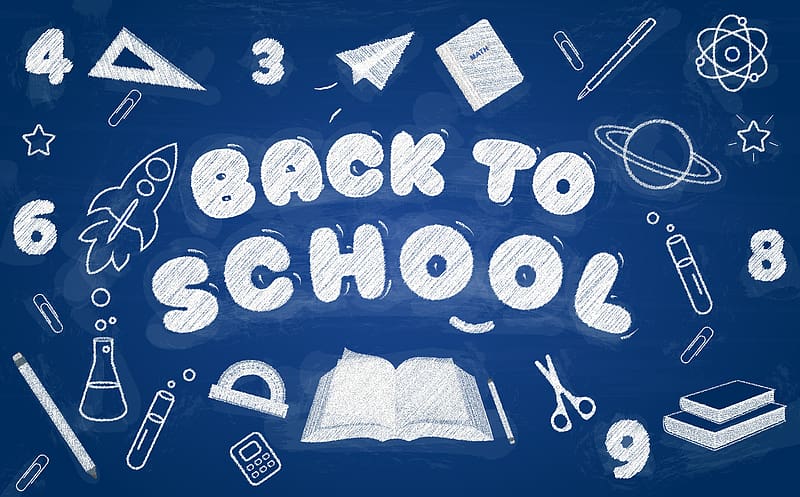 Back to School Blue Blackboard Ultra, Artistic, Typography, design, background, blue, 2023, back, school, blackboard, illustrator, adobe, decoration, chalkboarddecoration, welcome, welcomeback, creative, HD wallpaper