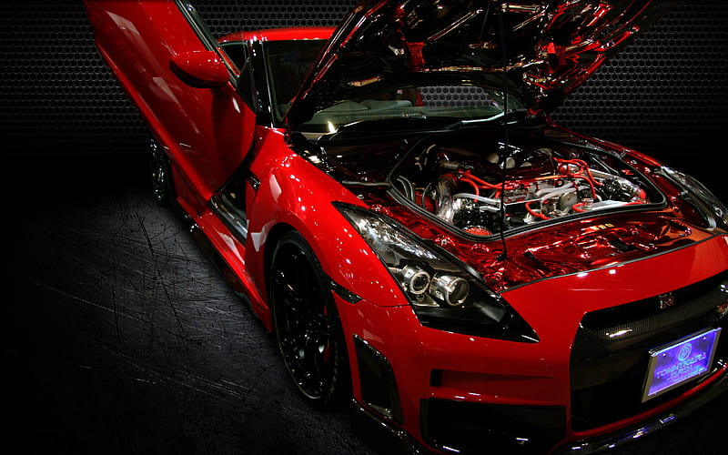 GTR, red, vehicle, motor, shiney, graphy, automobile, car, auto, beauty, fast, HD wallpaper