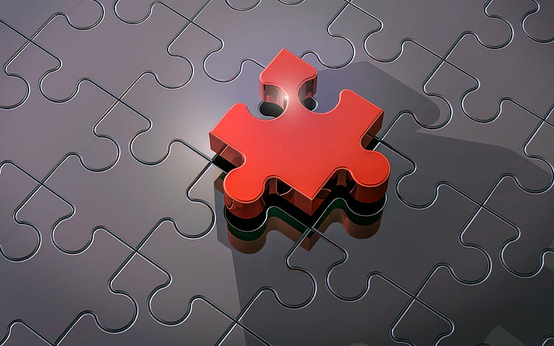 red puzzle, Be different, 3D puzzles, artwork, idea concepts, puzzles, HD wallpaper