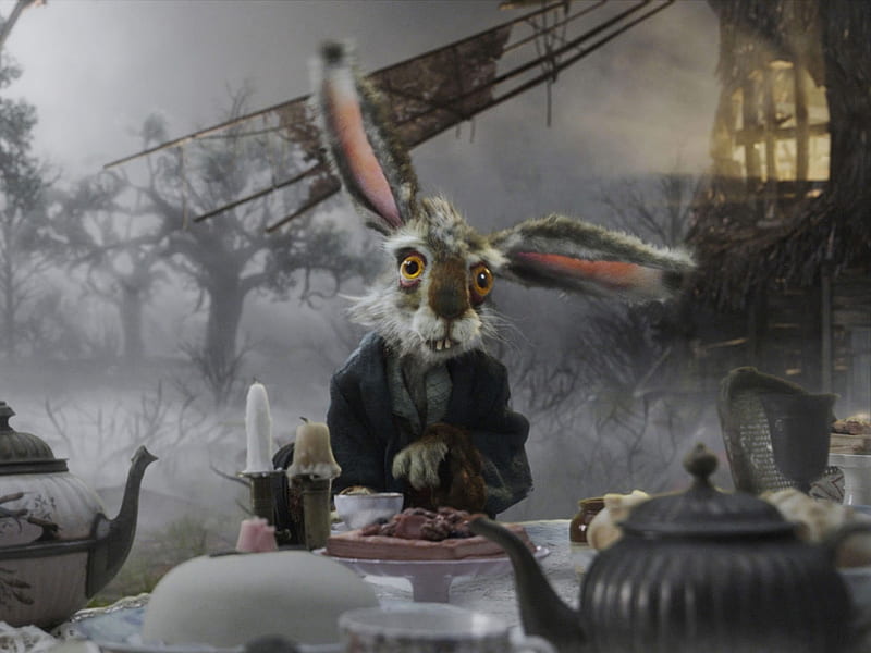 Tea For Two, tea time, march hare, floppy ears, HD wallpaper