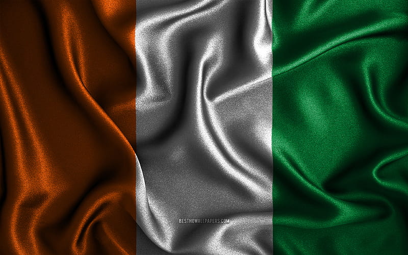 Ivorian flag silk wavy flags, African countries, national symbols, Flag of Cote d Ivoire, fabric flags, Cote d Ivoire flag, 3D art, Cote d Ivoire, Africa, Cote d Ivoire 3D flag, HD wallpaper
