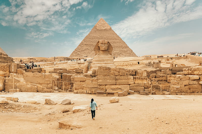person walking near The Great Sphinx, HD wallpaper