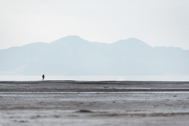 man, loneliness, lonely, horizon, minimalism, HD wallpaper