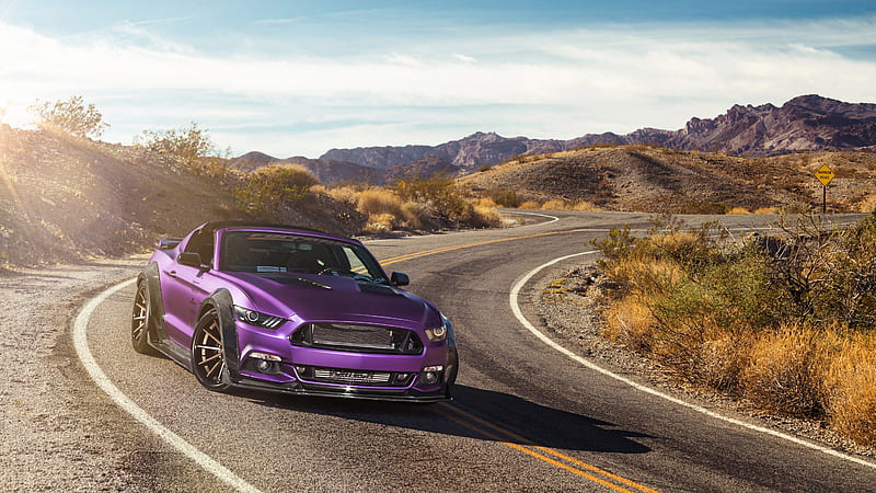 Ford Mustang GT 2016 cars, Ferrada Wheels, tuning, purple Mustang, HD wallpaper