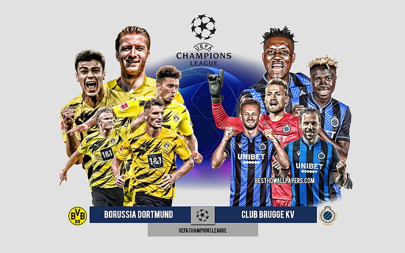Borussia Dortmund vs Club Brugge KV, Group F, UEFA Champions League, Preview, promotional materials, football players, Champions League, football match, Borussia Dortmund, Club Brugge KV, HD wallpaper