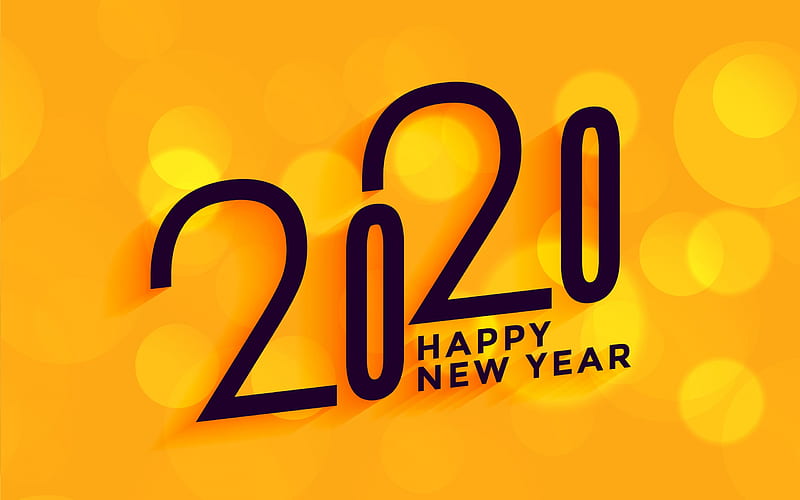 Happy New Year!, card, christmas, craciun, 2020, yellow, black, new year, HD wallpaper