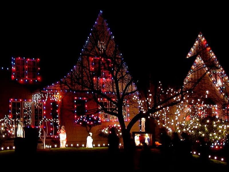 Christmas Light, city, christmas, houses, lightining, HD wallpaper