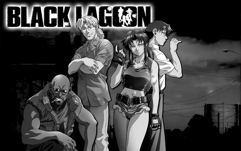 Black Lagoon Company, black and white, Anime, Smoking, Black Lagoon, HD wallpaper